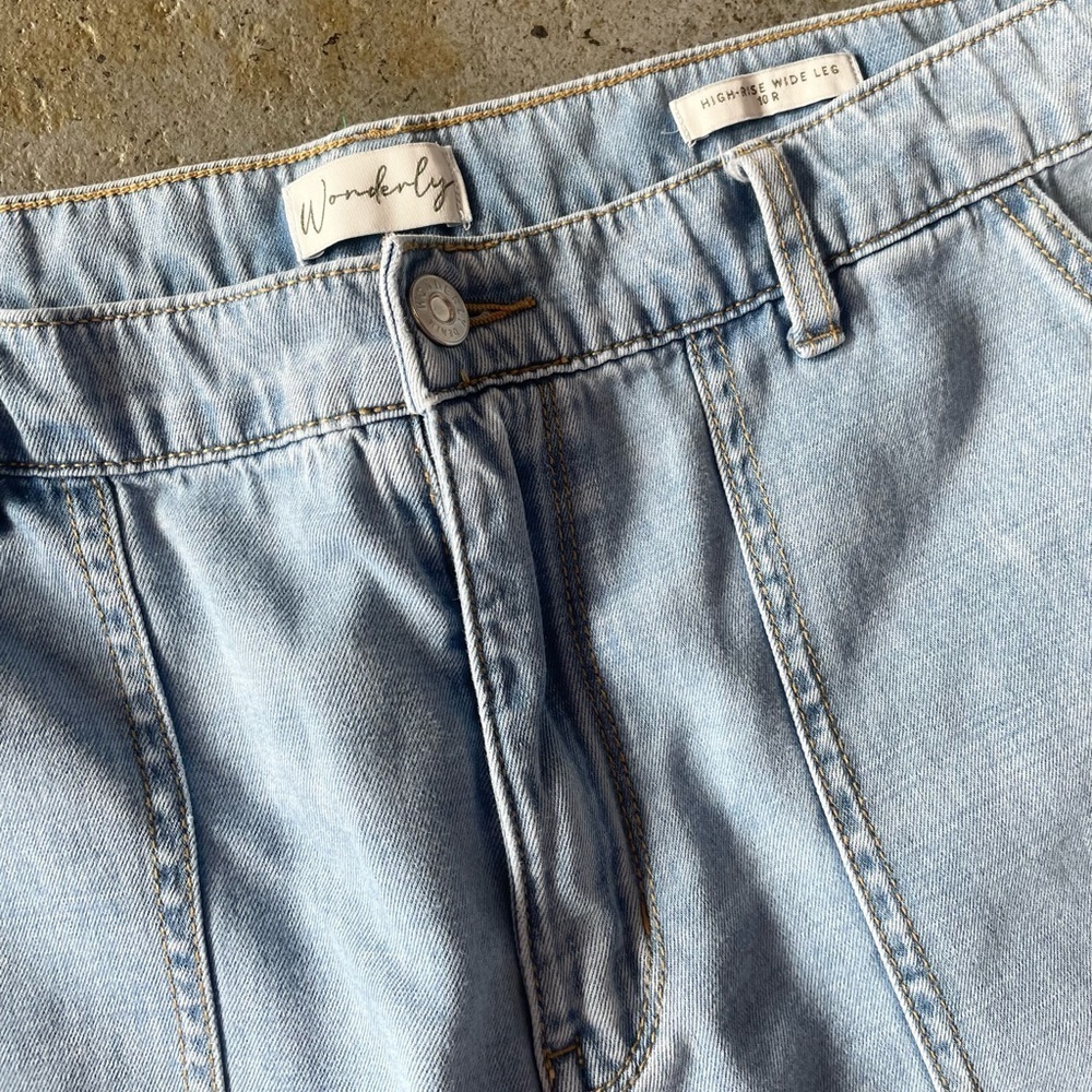 Wonderly Light Blue Wide-Leg 100% Cotton Jeans Size 10 Regular - Picture 2 of 7